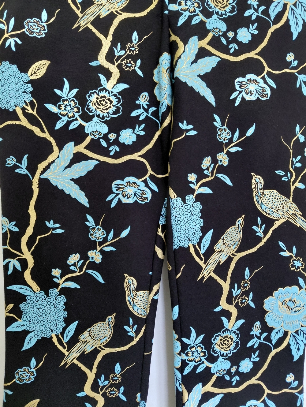 Soft Surroundings Chinoiserie Pants Women Small Pull On Black Blue Floral Party - Picture 3 of 6
